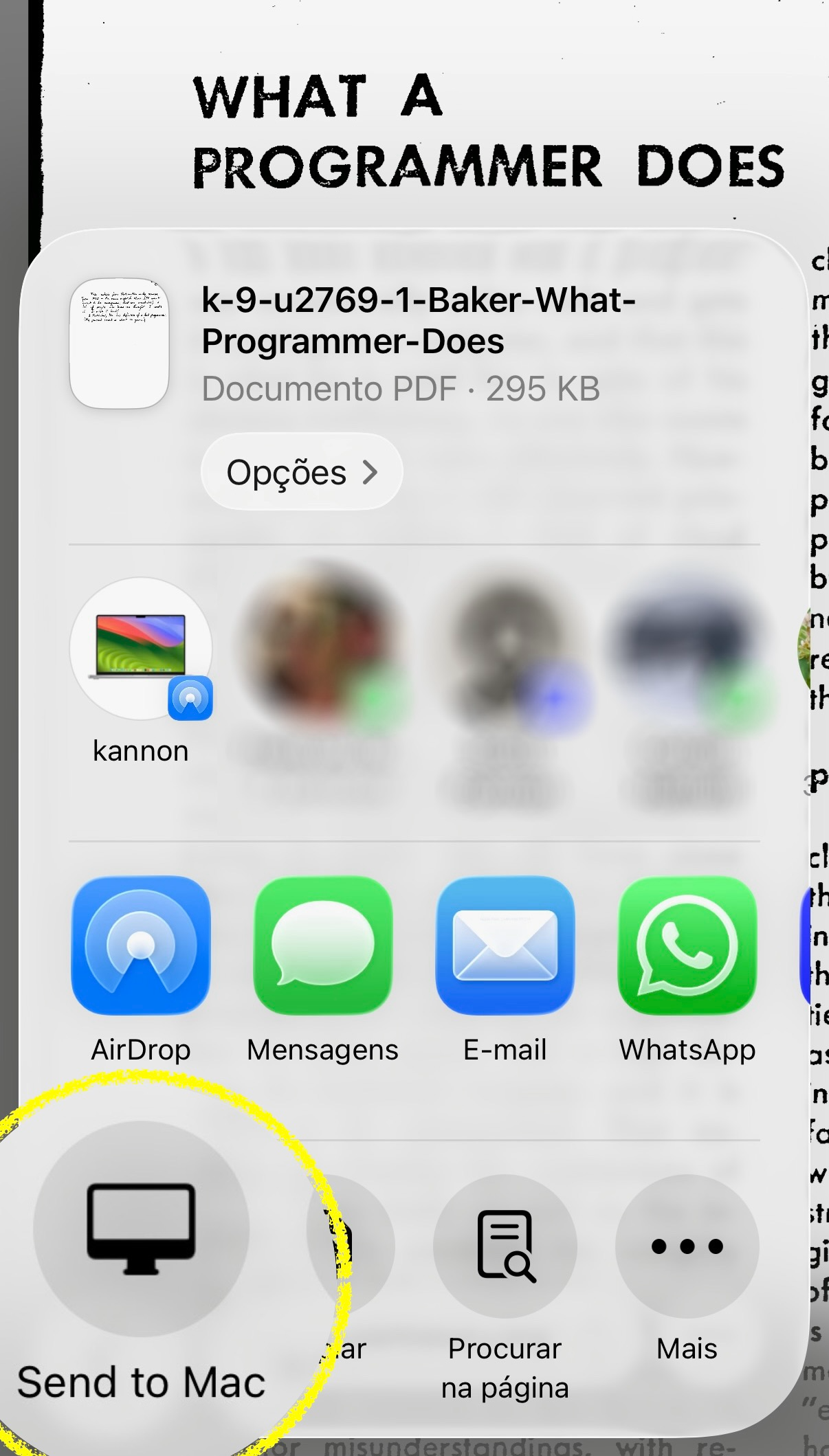Send to Mac option in iOS sharin panel